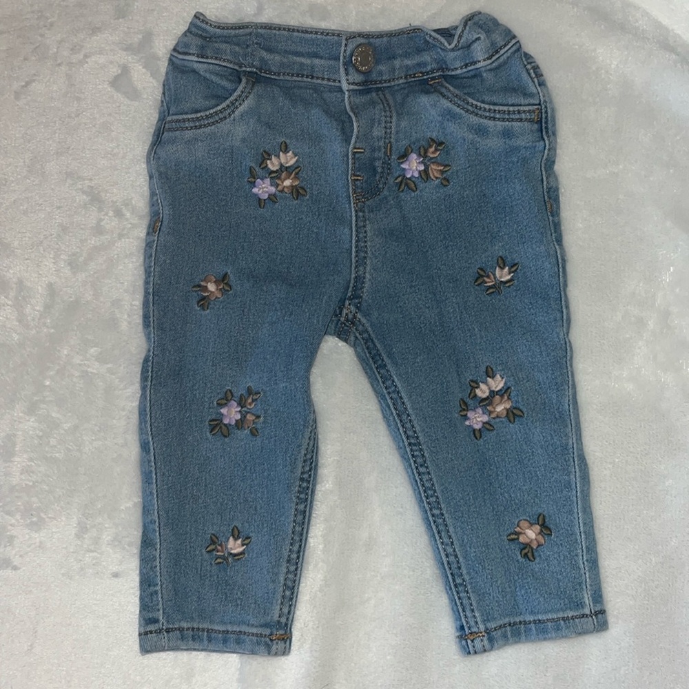 H&M embroidered denim pants